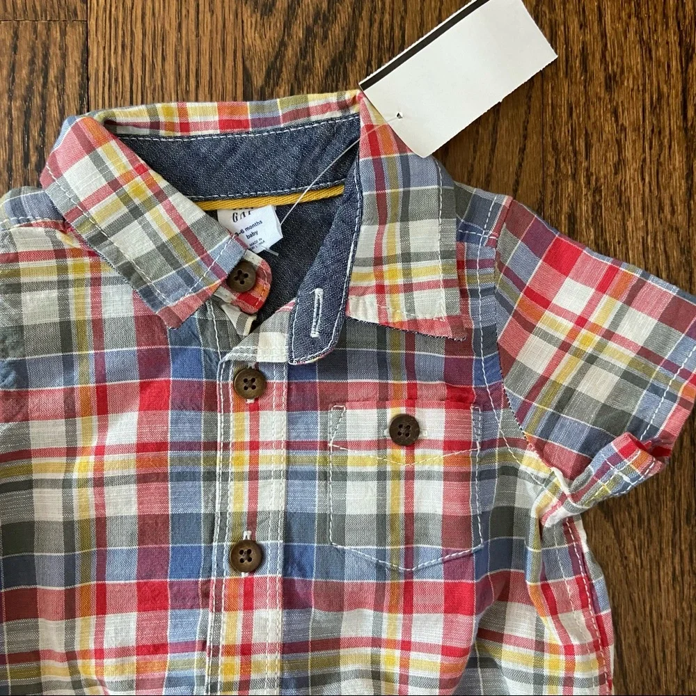 Baby Gap plaid button down onesie
